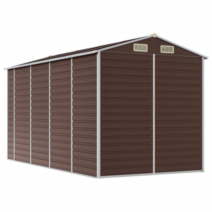 Abri de jardin marron 191x385x198 cm acier galvanisé – Image 5