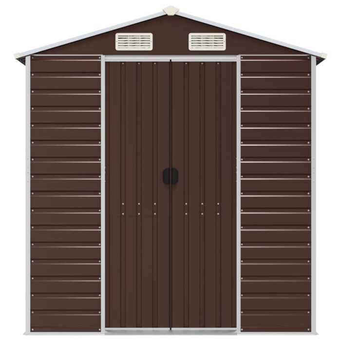 Abri de jardin marron 191x470x198 cm acier galvanisé – Image 2