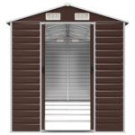 Abri de jardin marron 191x470x198 cm acier galvanisé – Image 3