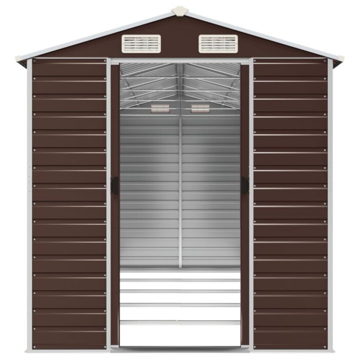 Abri de jardin marron 191x470x198 cm acier galvanisé – Image 3