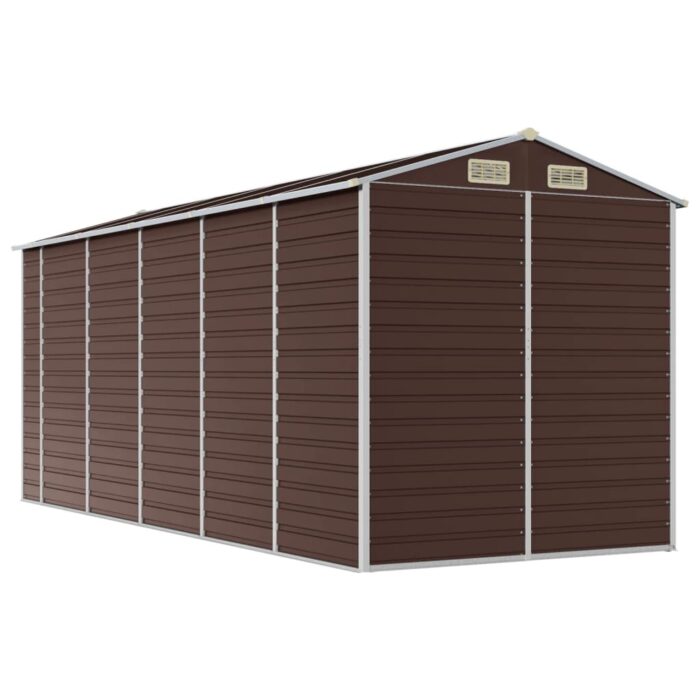Abri de jardin marron 191x470x198 cm acier galvanisé – Image 5