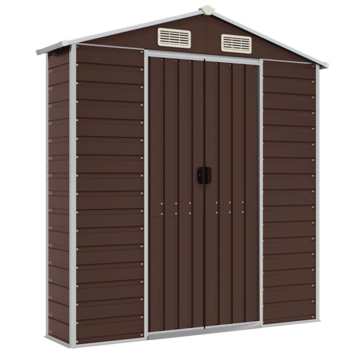 Abri de jardin marron 191x470x198 cm acier galvanisé – Image 6