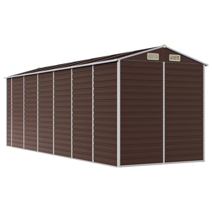 Abri de jardin marron 191x555x198 cm acier galvanisé – Image 5