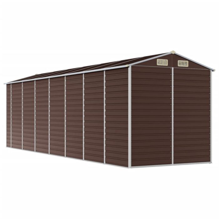 Abri de jardin marron 191x640x198 cm acier galvanisé – Image 5