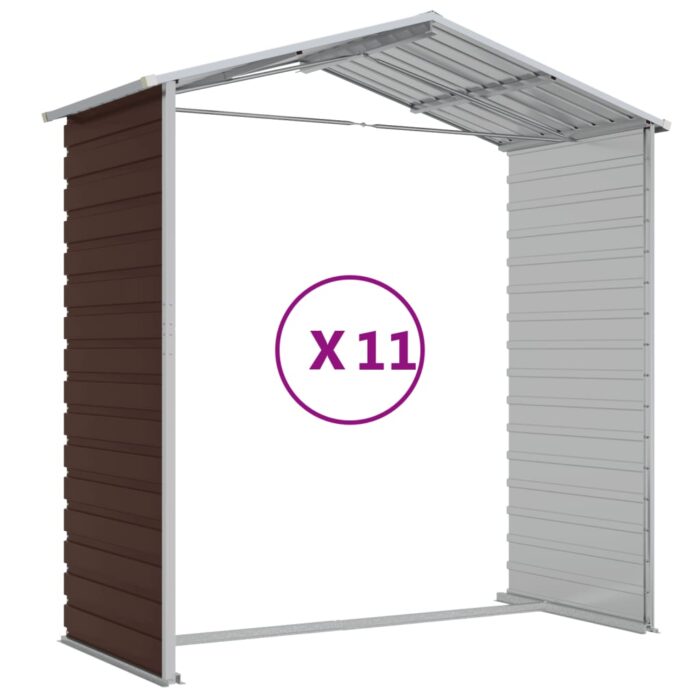 Abri de jardin marron 191x980x198 cm acier galvanisé – Image 7
