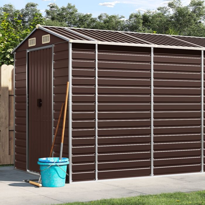 Abri de jardin marron 191x980x198 cm acier galvanisé – Image 1