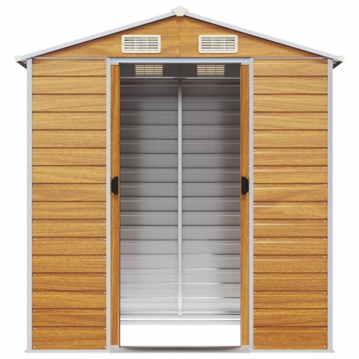 Abri de jardin marron clair 191x130x198 cm acier galvanisé – Image 3
