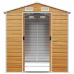 Abri de jardin marron clair 191x215x198 cm acier galvanisé – Image 3