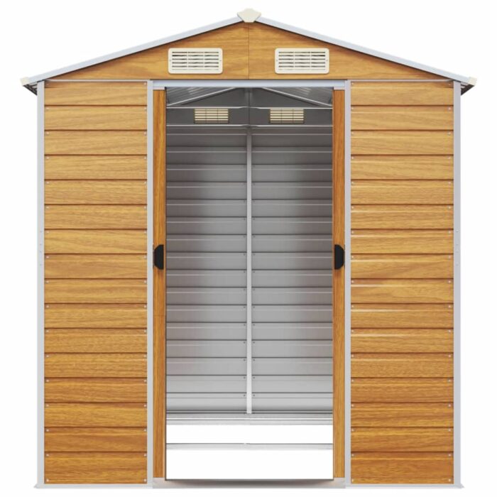 Abri de jardin marron clair 191x215x198 cm acier galvanisé – Image 3