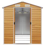 Abri de jardin marron clair 191x385x198 cm acier galvanisé – Image 3