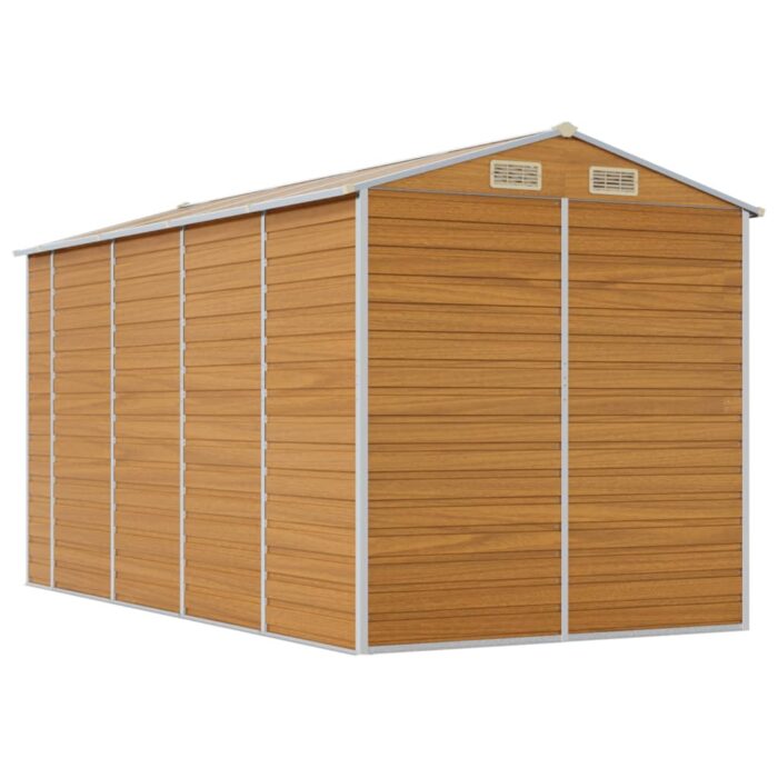 Abri de jardin marron clair 191x385x198 cm acier galvanisé – Image 5