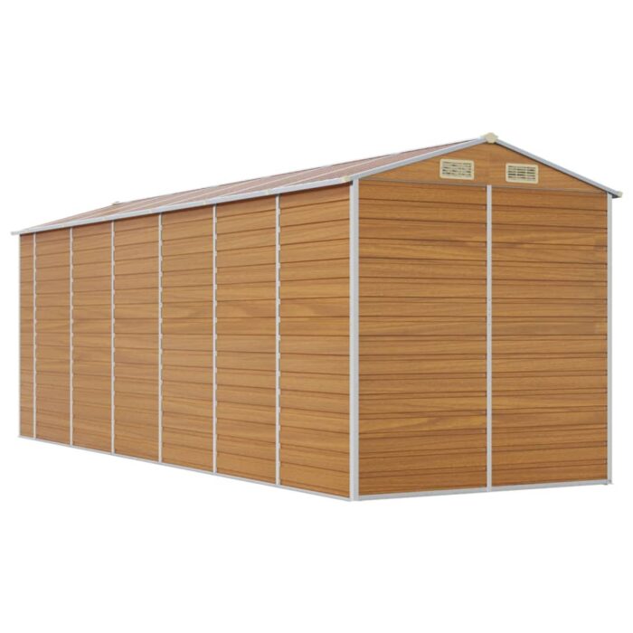 Abri de jardin marron clair 191x555x198 cm acier galvanisé – Image 5