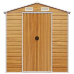 Abri de jardin marron clair 191x640x198 cm acier galvanisé – Image 2