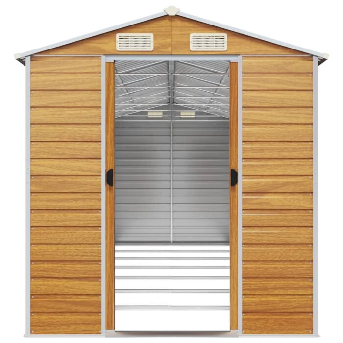 Abri de jardin marron clair 191x640x198 cm acier galvanisé – Image 3