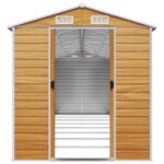 Abri de jardin marron clair 191x725x198 cm acier galvanisé – Image 3
