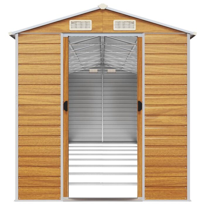 Abri de jardin marron clair 191x725x198 cm acier galvanisé – Image 3
