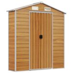 Abri de jardin marron clair 191x725x198 cm acier galvanisé – Image 6
