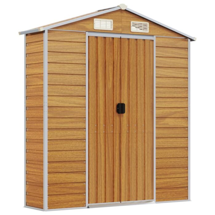 Abri de jardin marron clair 191x725x198 cm acier galvanisé – Image 6