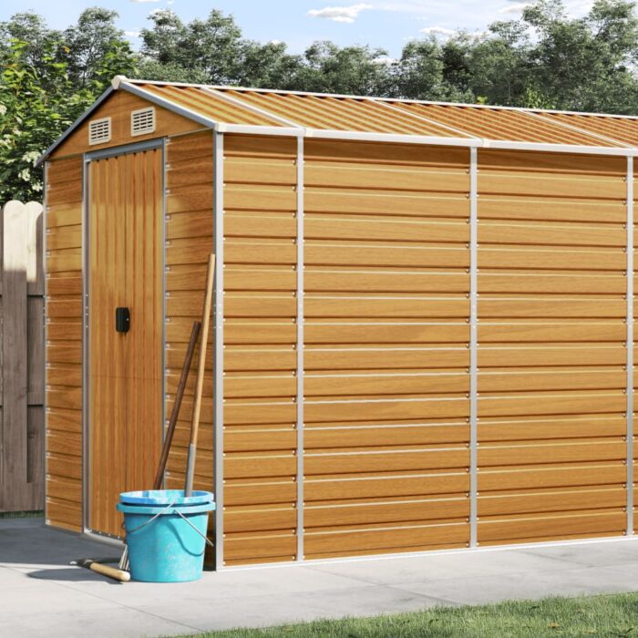 Abri de jardin marron clair 191x725x198 cm acier galvanisé – Image 1