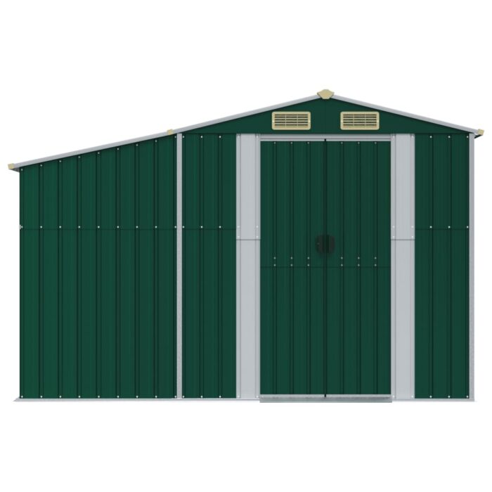 Abri de jardin vert 277x365,5x179 cm acier galvanisé – Image 2
