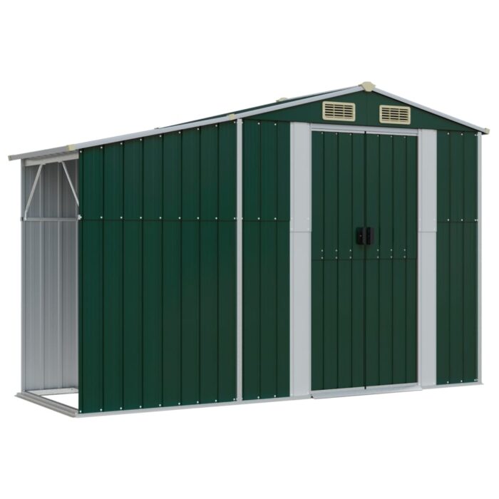 Abri de jardin vert 277x365,5x179 cm acier galvanisé – Image 6