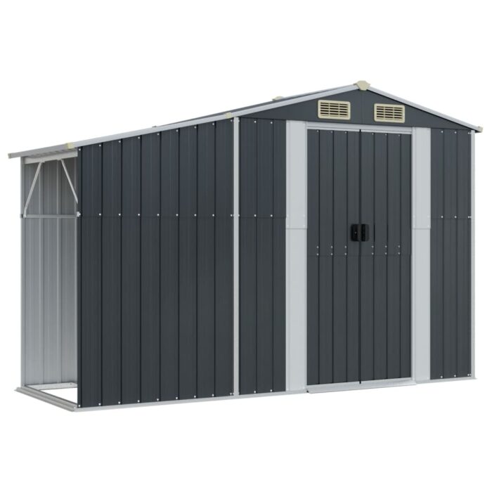 Abri de jardin anthracite 277x365,5x179 cm acier galvanisé – Image 6