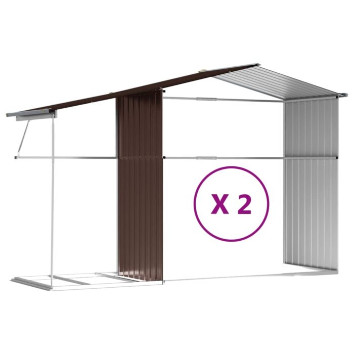 Abri de jardin marron 277x279x179 cm acier galvanisé – Image 7