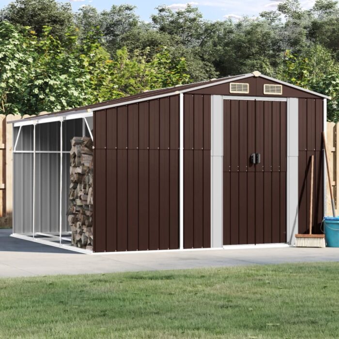 Abri de jardin marron 277x279x179 cm acier galvanisé – Image 1