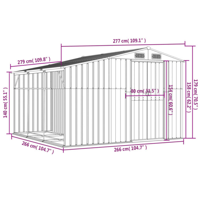 Abri de jardin marron clair 277x279x179 cm acier galvanisé – Image 10