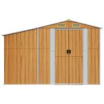 Abri de jardin marron clair 277x279x179 cm acier galvanisé – Image 2
