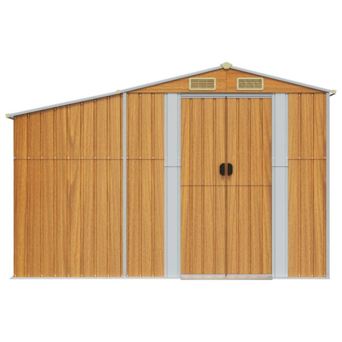Abri de jardin marron clair 277x279x179 cm acier galvanisé – Image 2