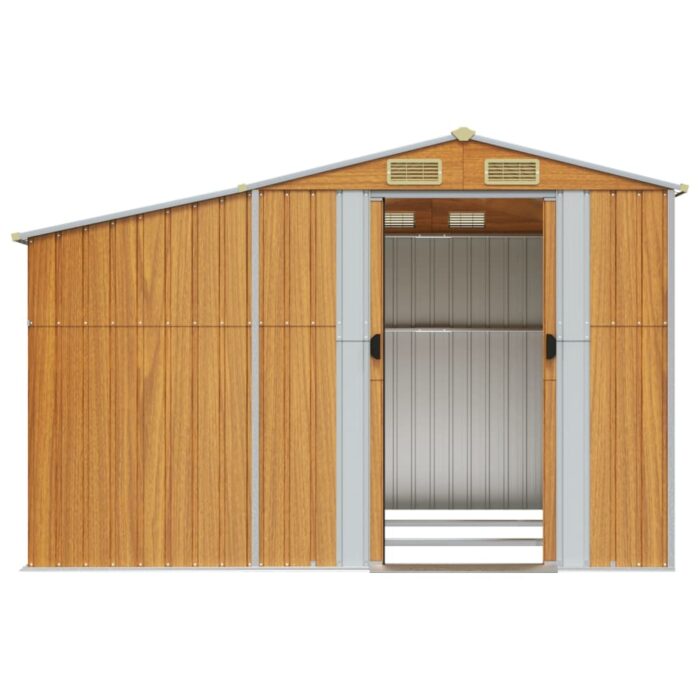 Abri de jardin marron clair 277x279x179 cm acier galvanisé – Image 3