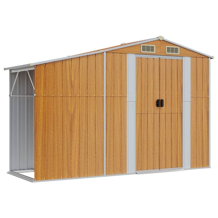 Abri de jardin marron clair 277x279x179 cm acier galvanisé – Image 6
