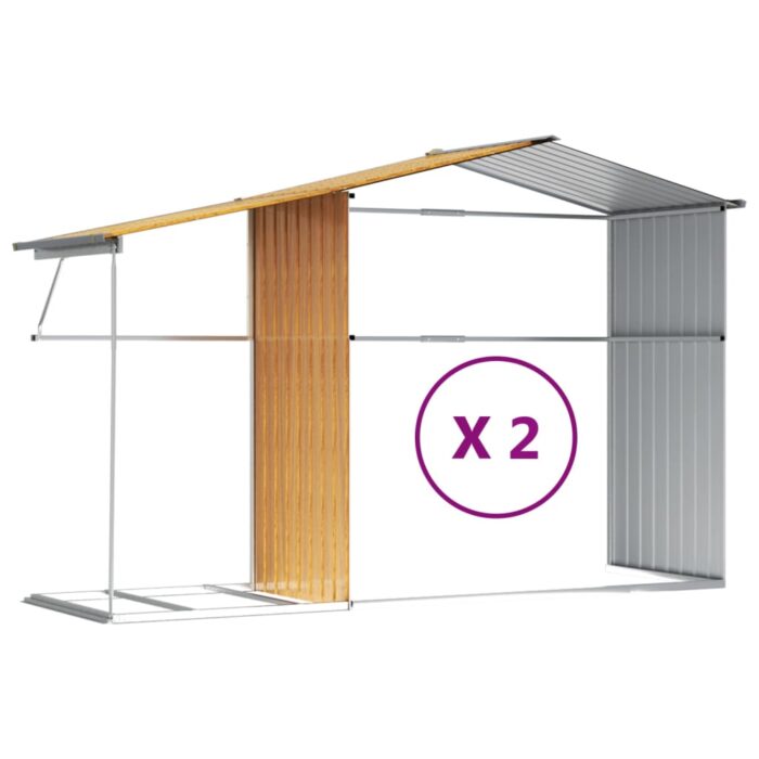 Abri de jardin marron clair 277x279x179 cm acier galvanisé – Image 7