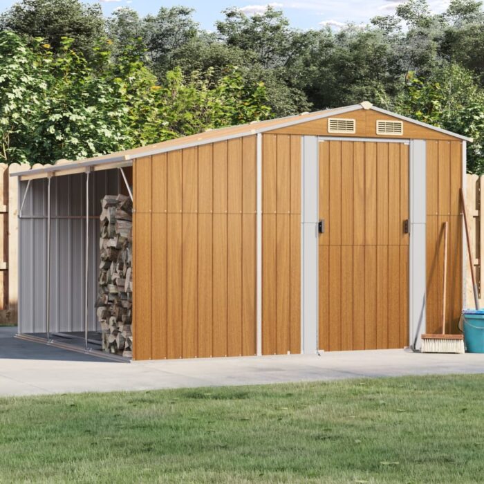 Abri de jardin marron clair 277x279x179 cm acier galvanisé – Image 1