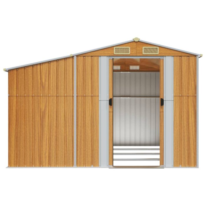 Abri de jardin marron clair 277x365,5x179 cm acier galvanisé – Image 3