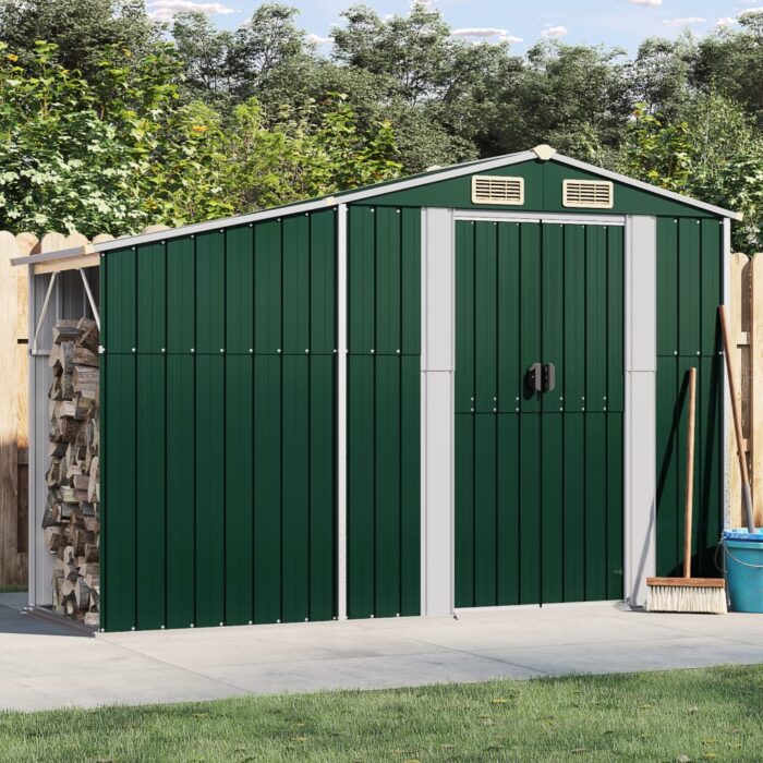 Abri de jardin vert 277x93x179 cm acier galvanisé – Image 1