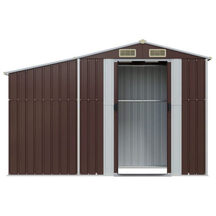 Abri de jardin marron 277x93x179 cm acier galvanisé – Image 2
