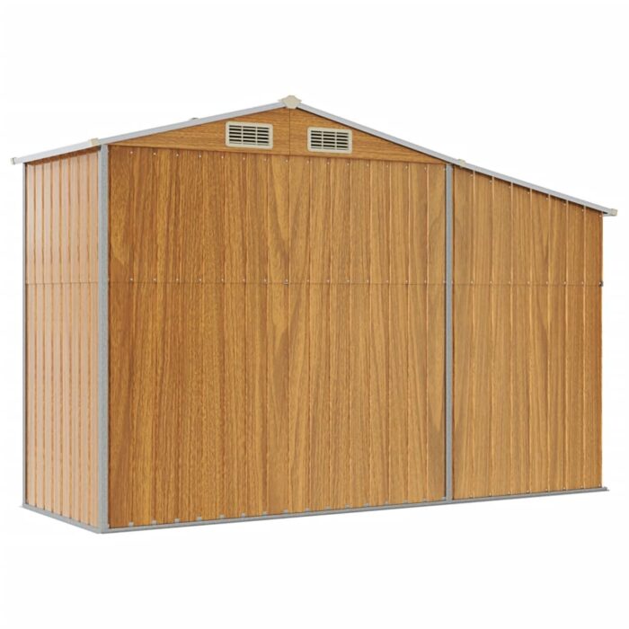 Abri de jardin marron 277x93x179 cm acier galvanisé – Image 4