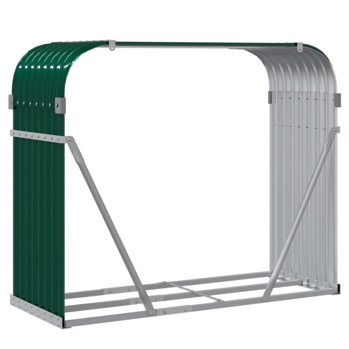 Porte-bûches vert 120x45x100 cm acier galvanisé – Image 4