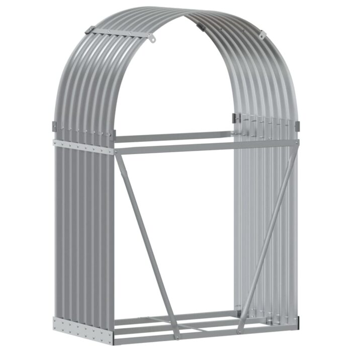 Porte-bûches gris clair 80x45x120 cm acier galvanisé – Image 4