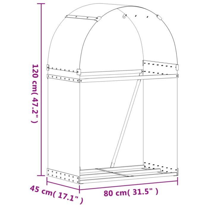 Porte-bûches gris clair 80x45x120 cm acier galvanisé – Image 7