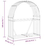 Porte-bûches gris clair 120x45x140 cm acier galvanisé – Image 7