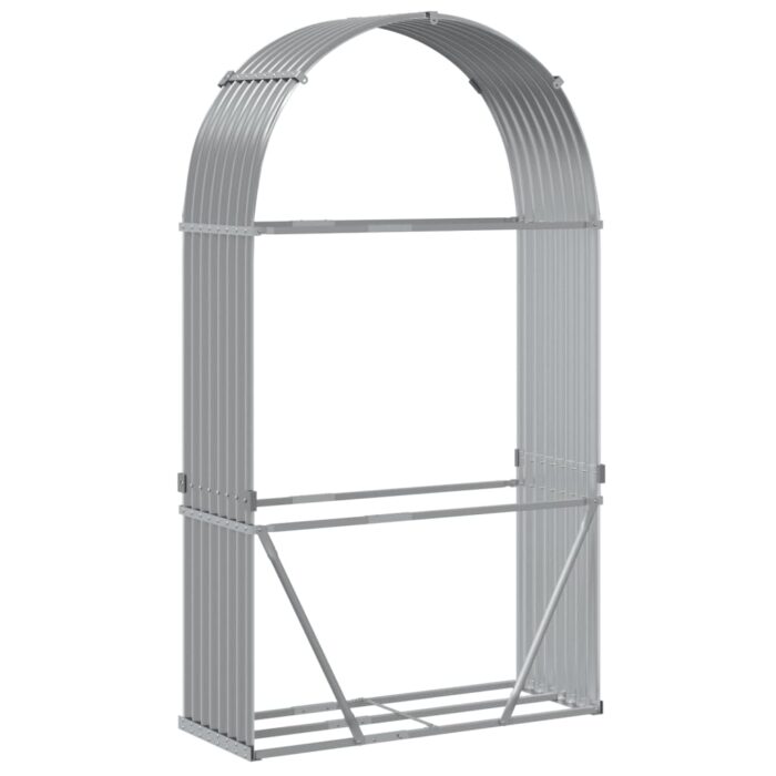 Porte-bûches gris clair 120x45x210 cm acier galvanisé – Image 4