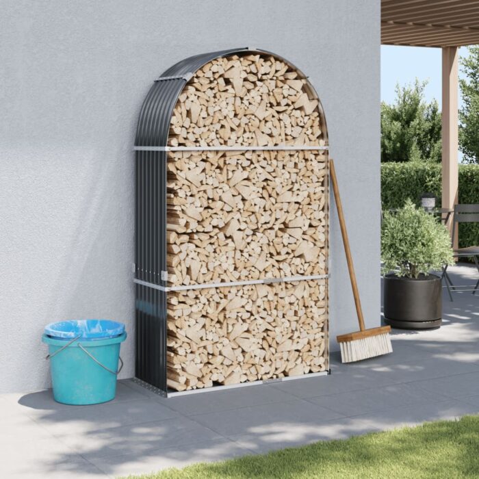 Porte-bûches anthracite 120x45x210 cm acier galvanisé – Image 1