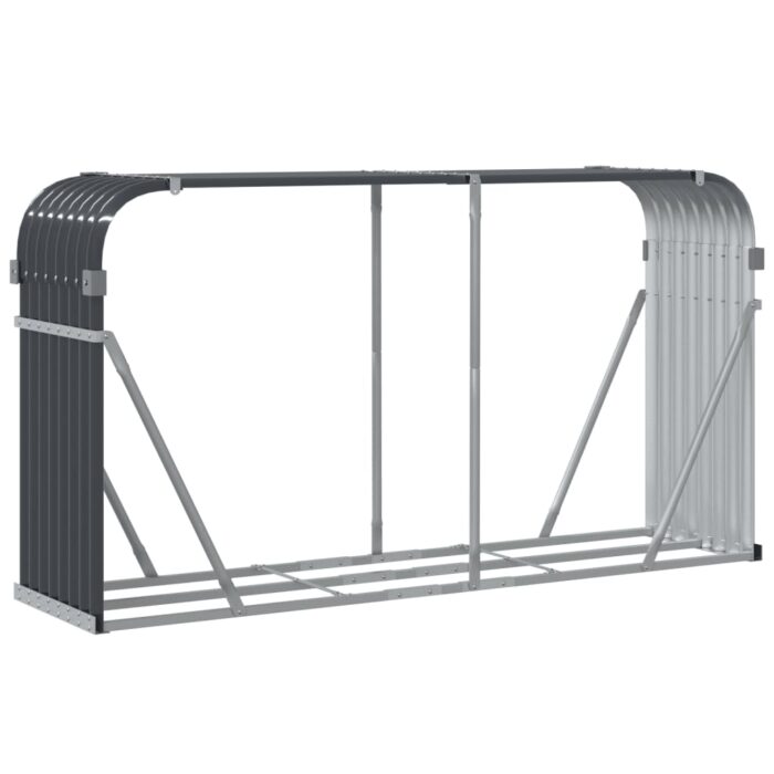 Porte-bûches anthracite 180x45x100 cm acier galvanisé – Image 4