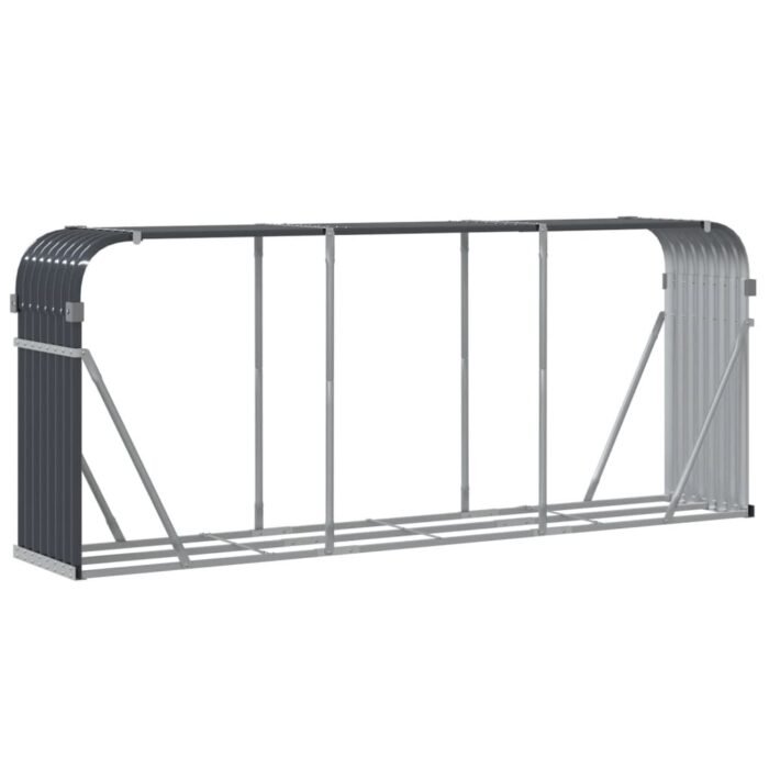 Porte-bûches anthracite 234x45x100 cm acier galvanisé – Image 4