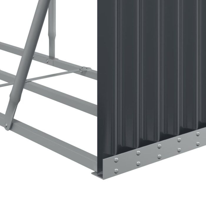 Porte-bûches anthracite 234x45x100 cm acier galvanisé – Image 5
