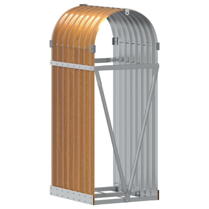 Porte-bûches marron clair 40x45x100 cm acier galvanisé – Image 4