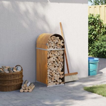 Porte-bûches marron clair 40x45x100 cm acier galvanisé